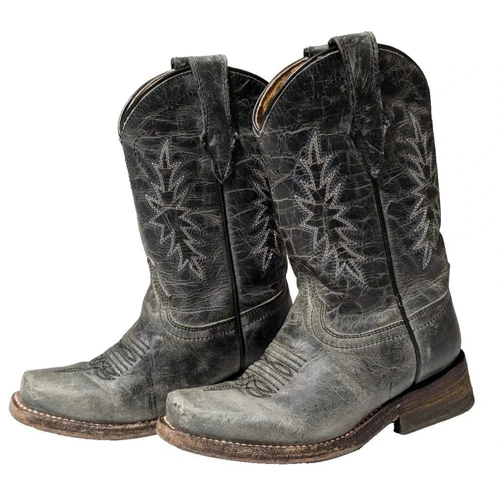 Corral Western Leather Cowboy Boots Gray - Boys Size 9 1/2